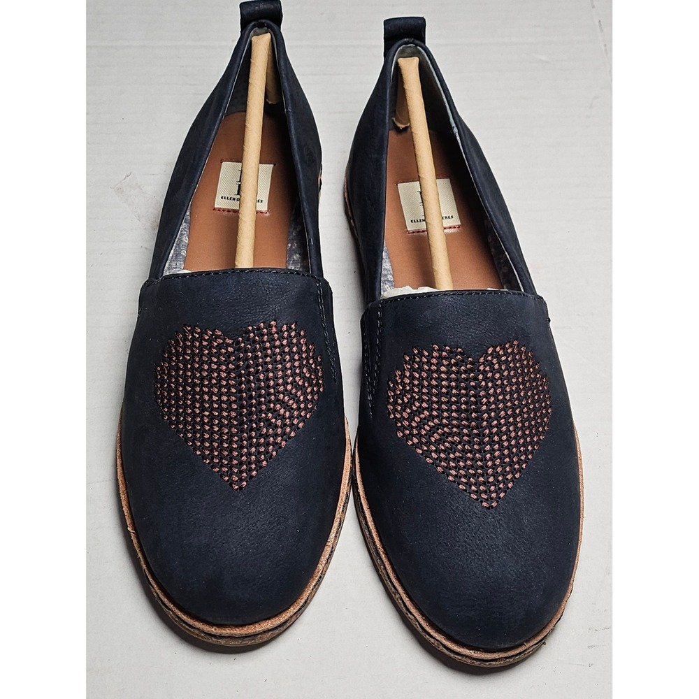 ED by Ellen DeGeneres Nalita Lagoon‎ Nubuck Heart Flats Shoes 6M ED-NALITA
